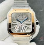 V8 Factory Super Clone Cartier Skeleton Santos Swiss Ronda4S20 Watch Two Tone Rose Gold